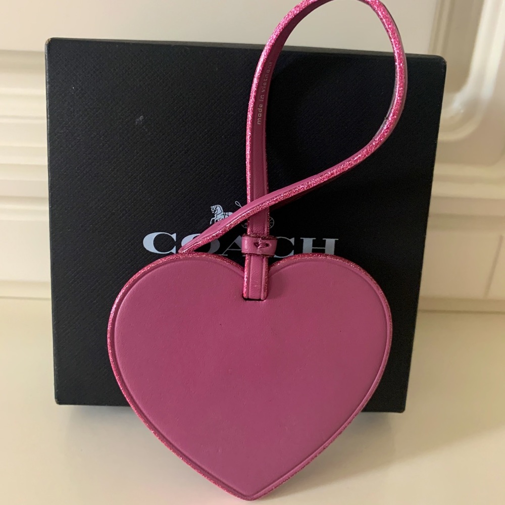Coach heart 💖leather bag charm